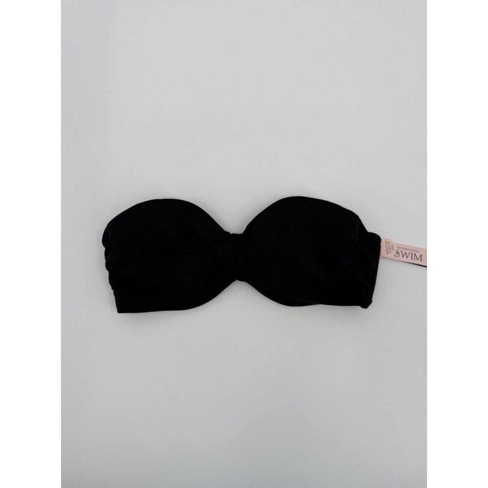 Victoria's Secret Swim Black Push Up Bandeau Bikini Top 32D NWT